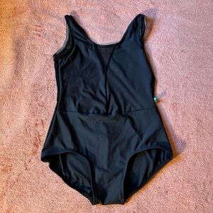 LuckyLeo Black Dart with mesh Leotard